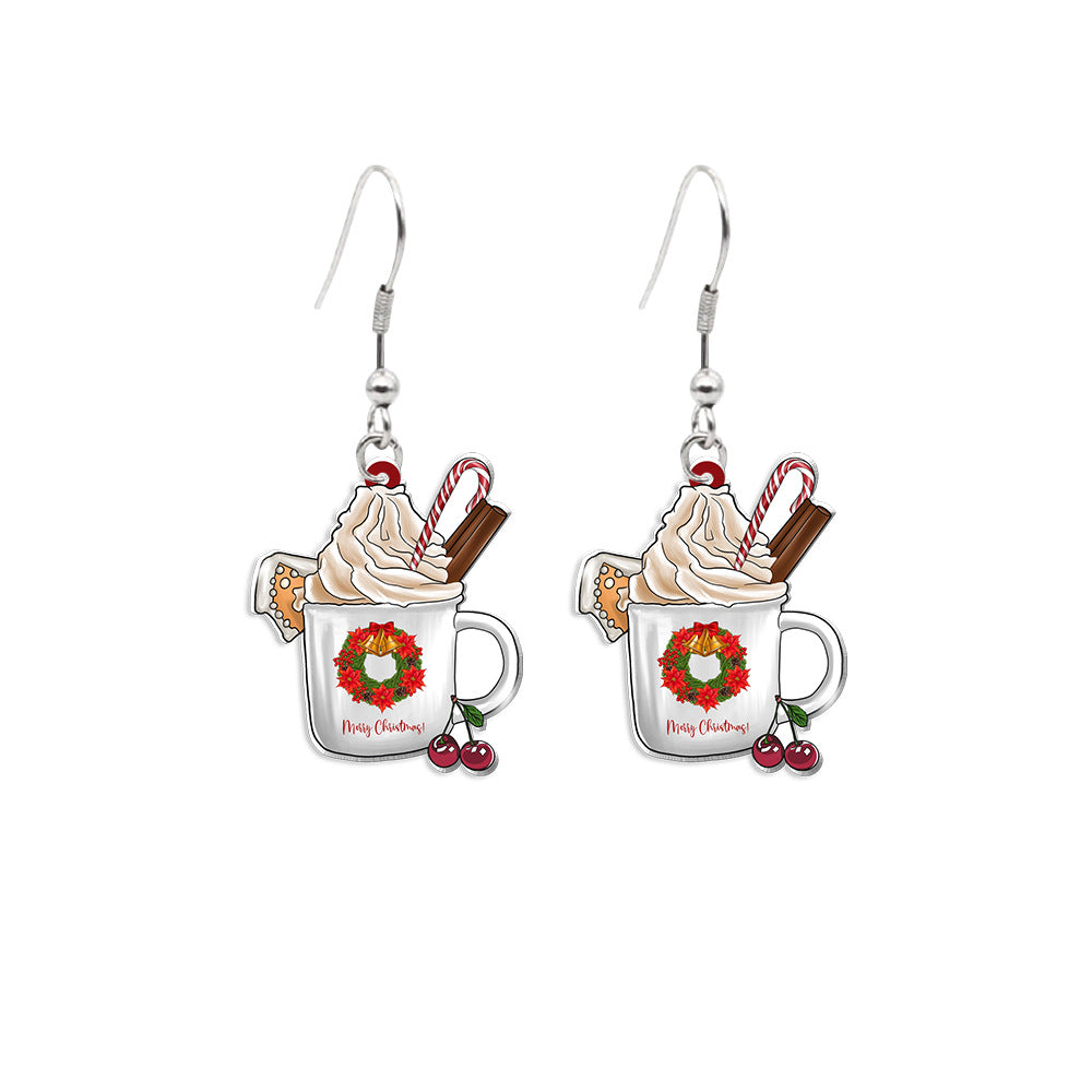 Wholesale Christmas Tea Cup Cake Cup Earrings